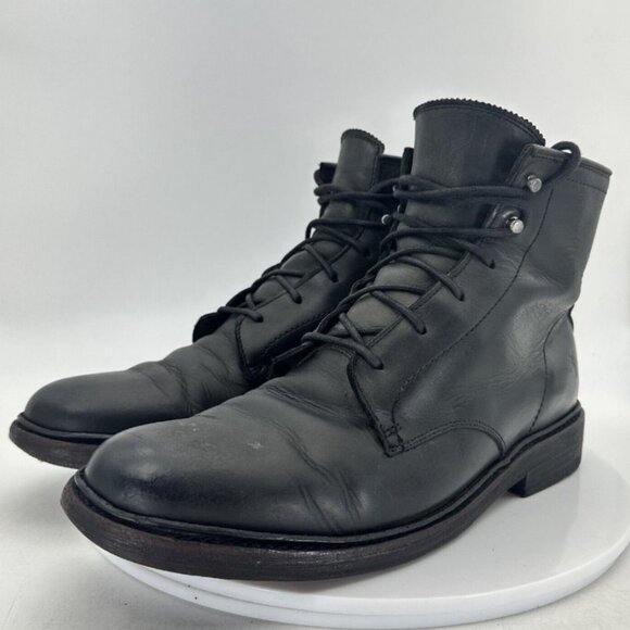 Frye James Men Size 9D Black Leather Lace Up Plain Toe Ankle Boot - Picture 1 of 6